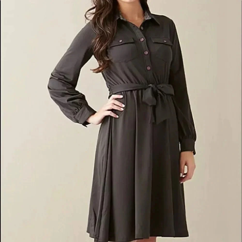 Matilda Jane Paint By Numbers Ink Blot Dress Small Long Sleeve Hemmed 35” Length - Picture 2 of 8